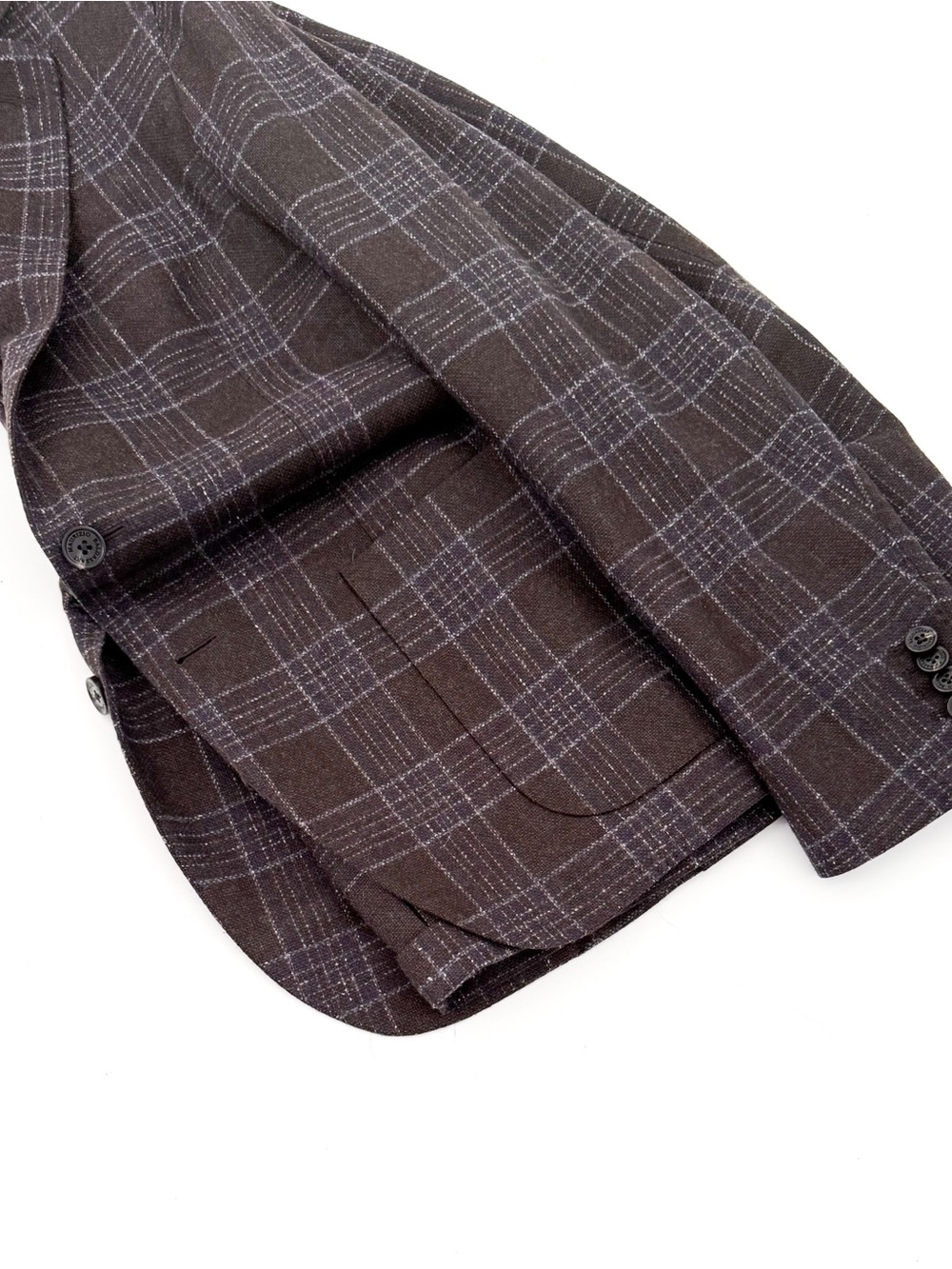 New Maurizio Baldassari Italian Wool Plaid Sport Coat Blazer Men's Brown Blue 40 - Picture 12 of 15
